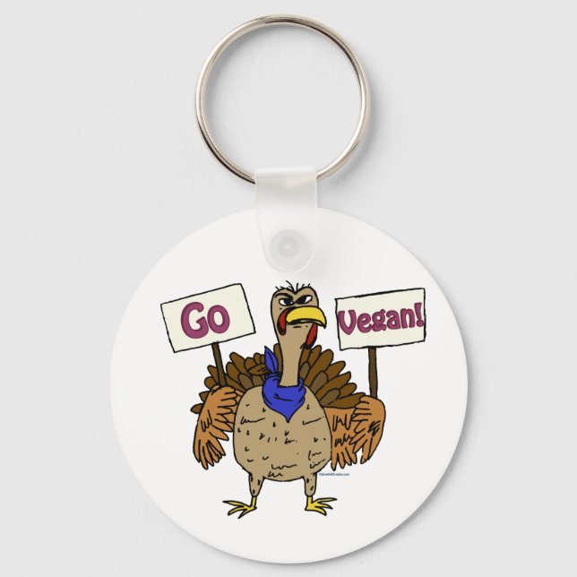 Go Vegan - Talking Turkey Key Ring (Front)