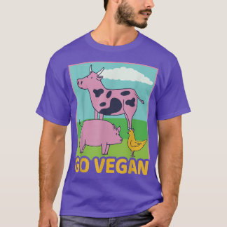 Go Vegan Vegan Cow Pig Chicken Vegetarian Nature T T-Shirt