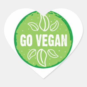 Go Vegan, vegan, veggie, vegetarian, Heart Sticker