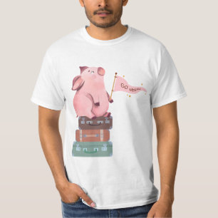 Go Vegan with Cute Pink Pig T-Shirt