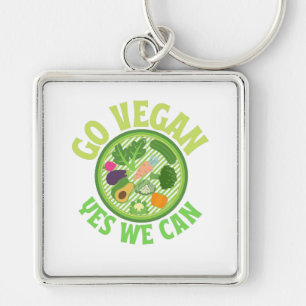 Go Vegan yes we can Key Ring