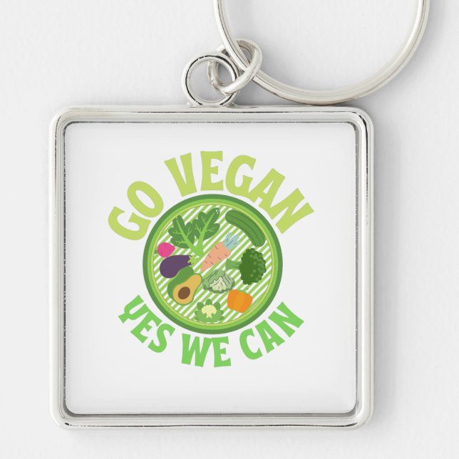 Go Vegan yes we can Key Ring (Front)