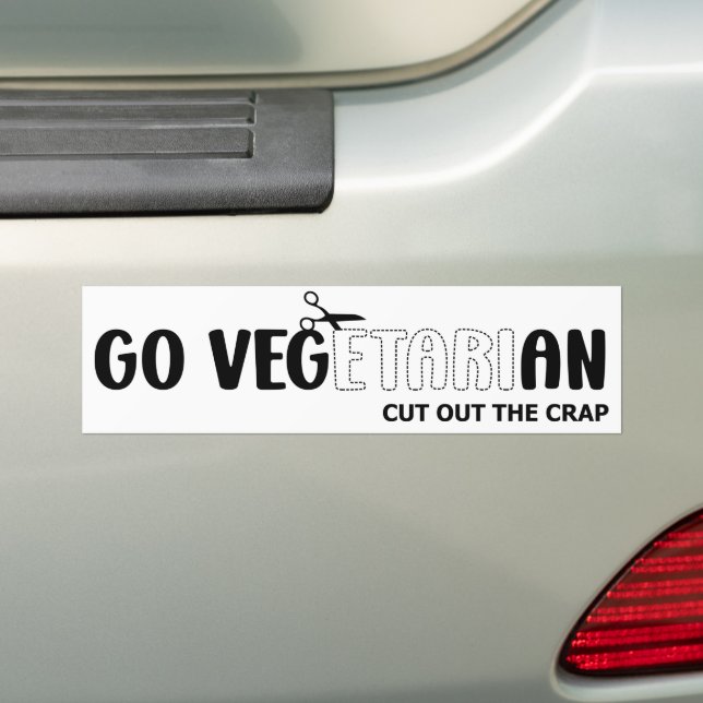 Go Vegetarian Bumper Sticker (On Car)