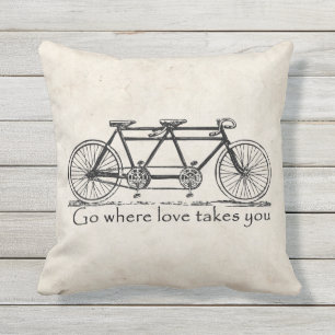 Go Where Love Takes You - Tandem Bike Custom Outdoor Cushion