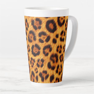 Go Wild Leopard Print Gold Orange Amber Fur Look Latte Mug