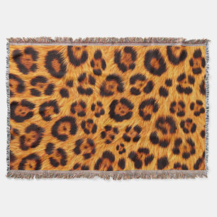 Go Wild Leopard Print Gold Orange Amber Fur Look Throw Blanket
