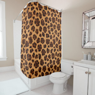 Go Wild Leopard Print Gold Tan Orange Fur Look Shower Curtain