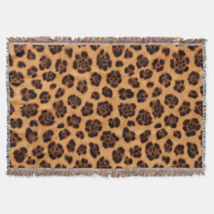 Go Wild Leopard Print Gold Tan Orange Fur Look Throw Blanket