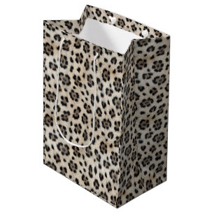 Go Wild Snow Leopard Warm Faux Fur Look Medium Gift Bag