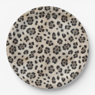 Go Wild Snow Leopard Warm Faux Fur Look Paper Plate