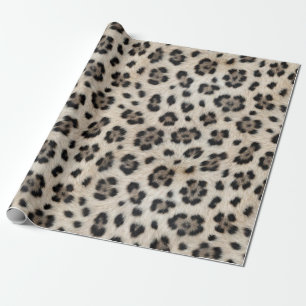 Go Wild Snow Leopard Warm Faux Fur Look Wrapping Paper