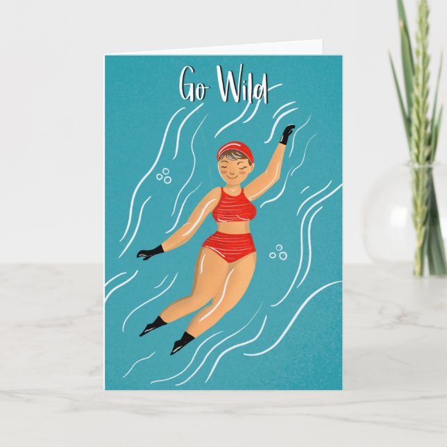 go wild swimming thinking of you birthday card (Front)