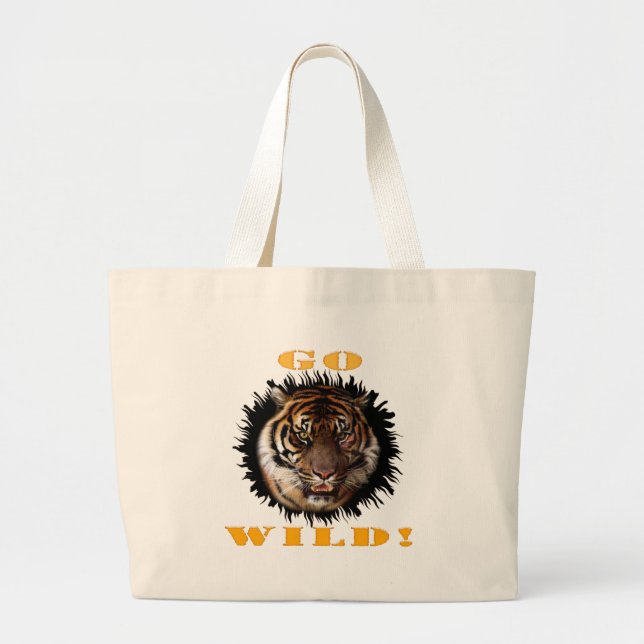 Go Wild Tiger Large Tote Bag (Front)