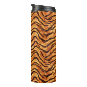 Go Wild Wavy Tiger Stripes Orange Dark Brown Thermal Tumbler