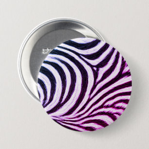 Go Wild Zebra Stripe Black White Blue Purple 7.5 Cm Round Badge