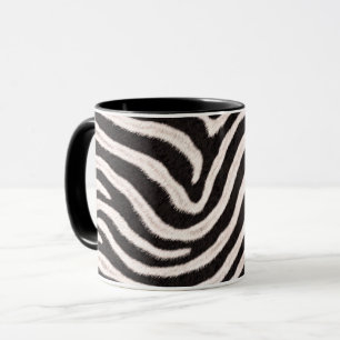 Go Wild Zebra Stripe Black White Faux Fur Look Mug