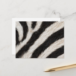 Go Wild Zebra Stripe Black White Faux Fur Look Postcard