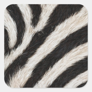 Go Wild Zebra Stripe Black White Faux Fur Look  Square Sticker