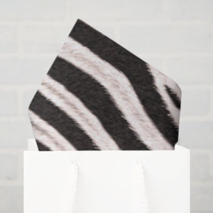 Go Wild Zebra Stripe Black White Faux Fur Look  Tissue Paper
