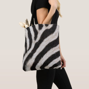 Go Wild Zebra Stripe Black White Faux Fur Look  Tote Bag
