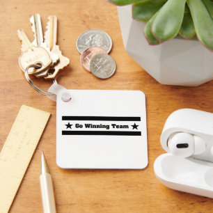 Go Winning Team Funny Sports Typography with Stars Key Ring