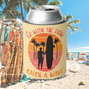 Go with the Flow Catch a Wave Positive Surf Vibe Can Cooler