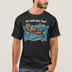 Go With The Flow Cute Sea Otter Mum Baby Kawaii T-Shirt