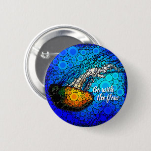“Go with the Flow” Fun, Jellyfish Photo Circle Art 6 Cm Round Badge