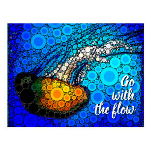 “Go with the Flow” Fun, Jellyfish Photo Circle Art Postcard