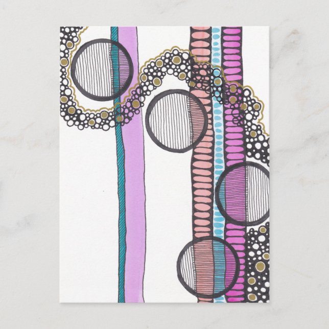 Go with the flow, girly abstract watercolour,  postcard (Front)