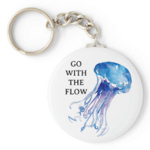 “Go with the Flow” jellyfish illustration blue