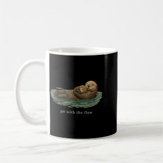 Go With The Flow Otter Floating Calm Nature Art Coffee Mug