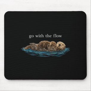 Go with The Flow Otter Floating Calm Nature Art Mouse Pad