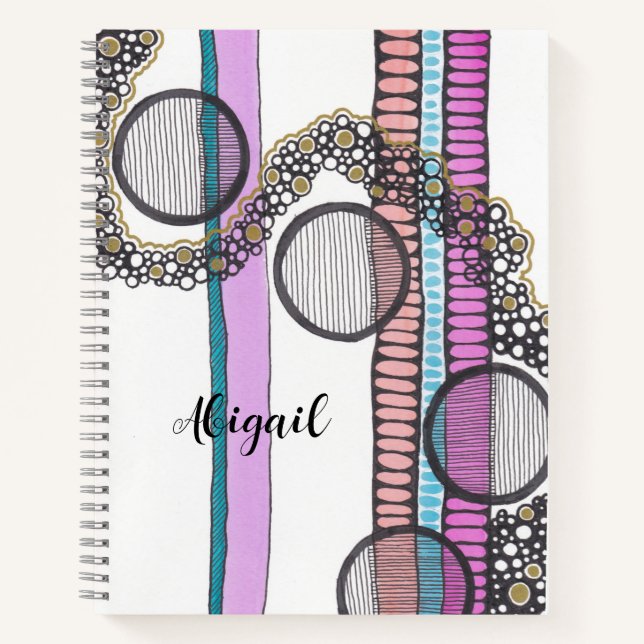 Go with the flow, personalised, original artwork notebook (Front)