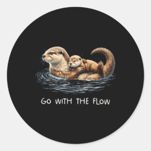 Go With The Flow Sea Otter Mother Day Classic Round Sticker