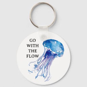 GO WITH THE FLOW WATERCOLOUR JELLYFISH KEYCHAIN