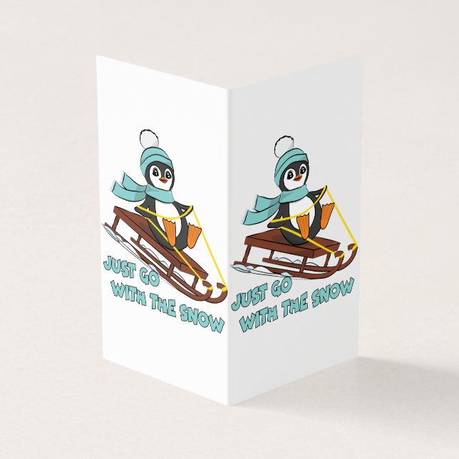 Go With The Snow Sledding Cute Penguin Winter (Outside)