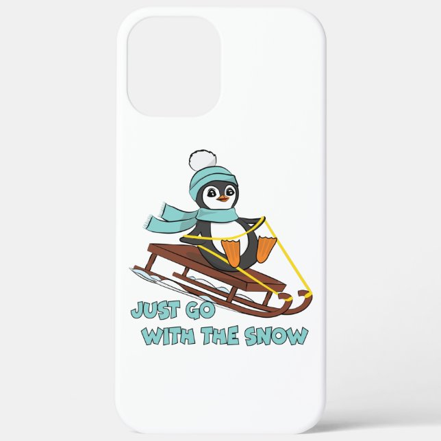 Go With The Snow Sledding Cute Penguin Winter Case-Mate iPhone Case (Back)