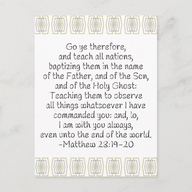Go Ye Therefore and Teach All Nations Postcard (Front)