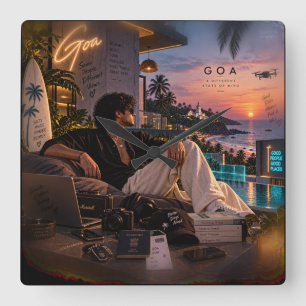 Goa • A Different State of Mind • Same People Diff Square Wall Clock