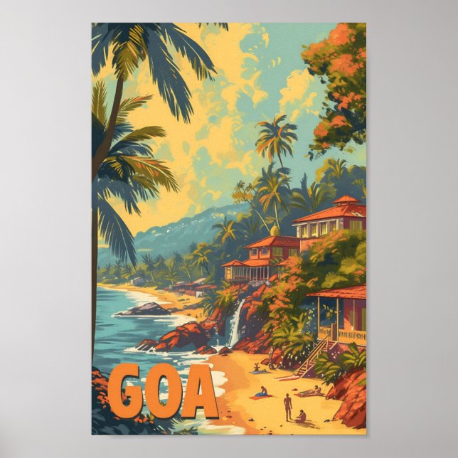 Goa Beach India Artistic Travel Illustration Poster (Front)