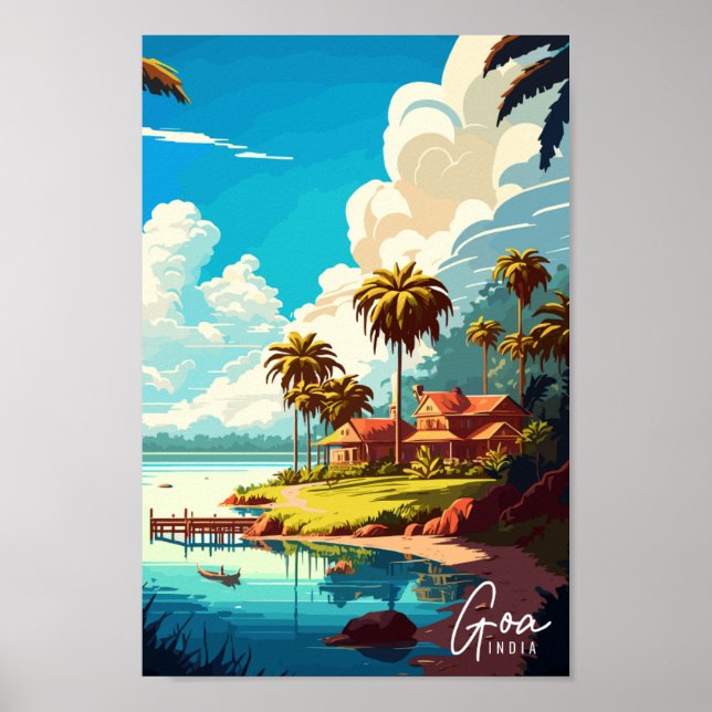 Goa India vintage travel illustration Poster (Front)