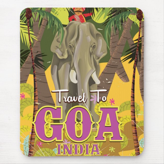 Goa India vintage travel poster Mouse Pad (Front)