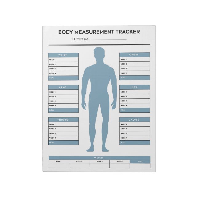Goal Body Measurements Tracker Weight Loss Fitness Notepad (Rotated)