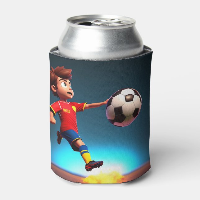 "Goal Bound: The Animated Boy's Perfect Kick" Can Cooler (Can Front)