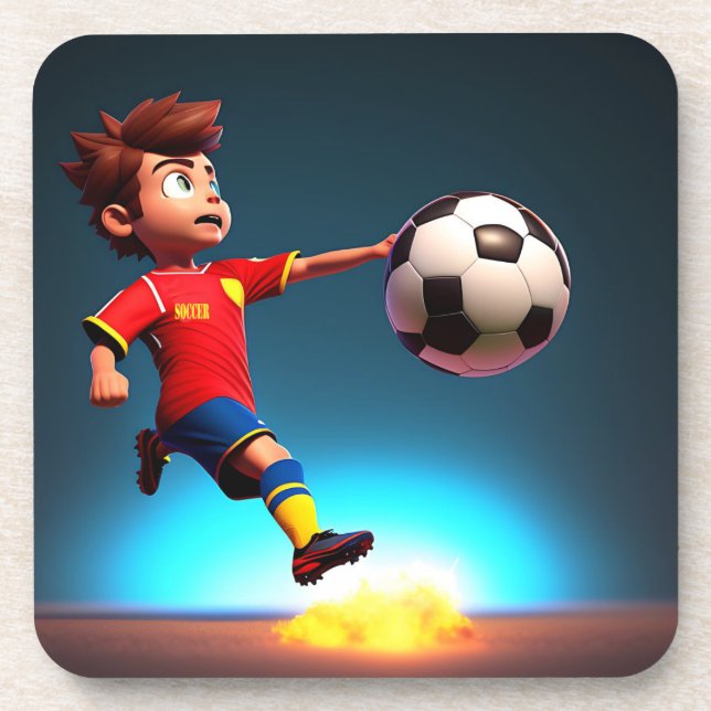 "Goal Bound: The Animated Boy's Perfect Kick" Coaster (Front)