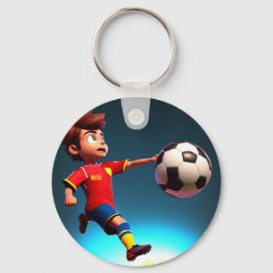 "Goal Bound: The Animated Boy's Perfect Kick" Key Ring