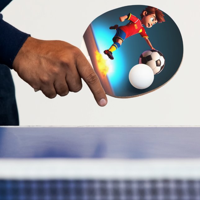"Goal Bound: The Animated Boy's Perfect Kick" Ping Pong Paddle (Insitu)