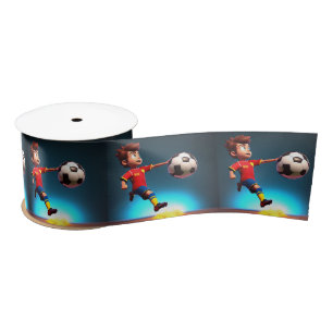 "Goal Bound: The Animated Boy's Perfect Kick" Satin Ribbon