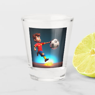 "Goal Bound: The Animated Boy's Perfect Kick" Shot Glass